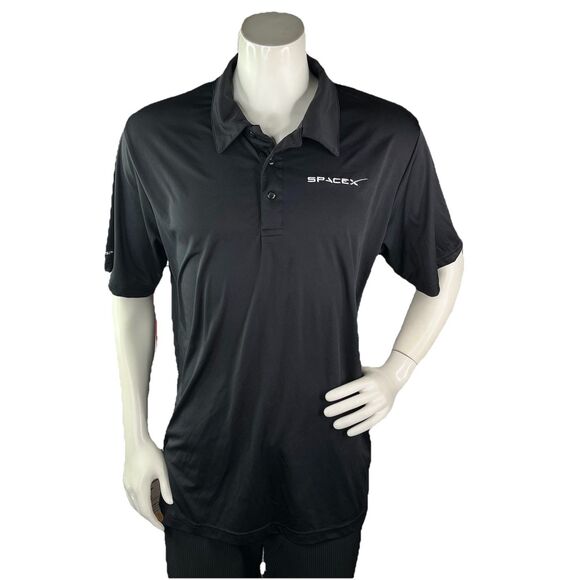 SpaceX Official Men’s L Golf Shirt Black Performance Polo Rocket Elon Musk - Picture 2 of 11